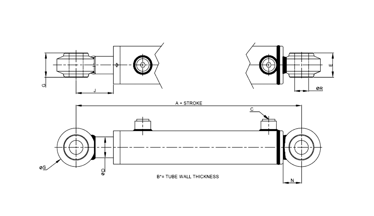 Series A – Spherical Bearing Style 3000 PSI Technical Drawing